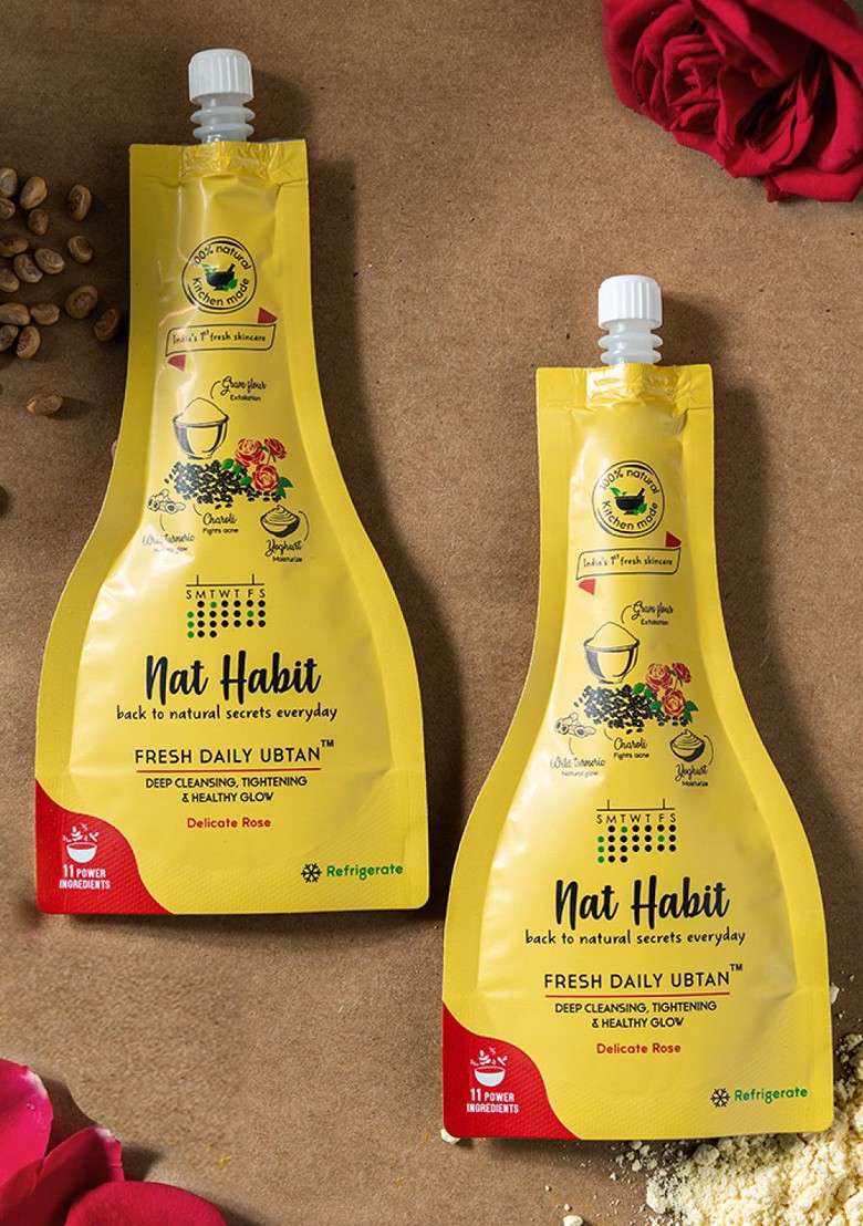 Nat Habit Set Of 2 Delicate Rose Fresh Daily Ubtan 40 G Each - Indya