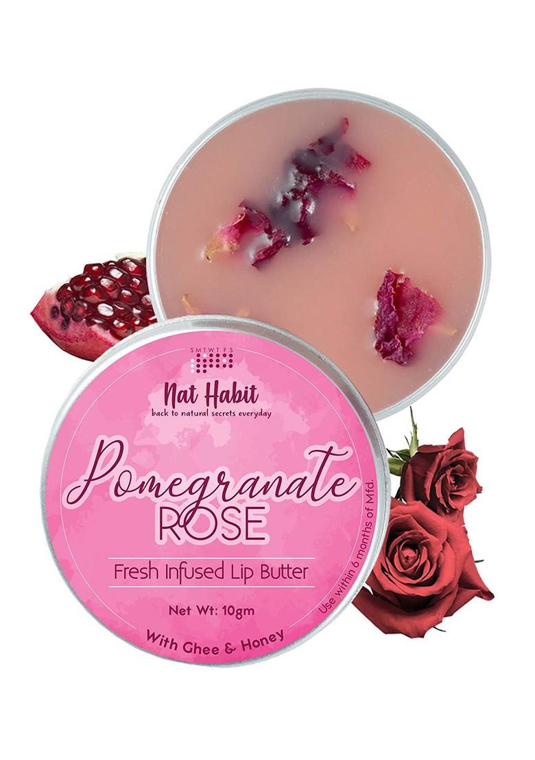 Nat Habit Pomegranate Rose Lip Balm Desi Ghee Honey For Pigmentation Chapped 10G