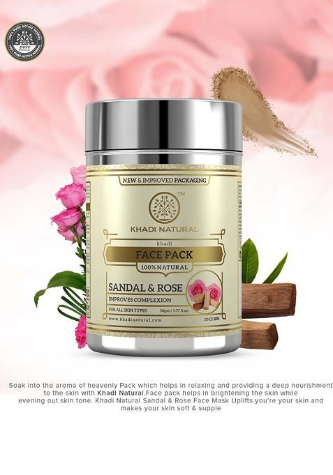 Khadi Natural Sandal Rose Face Pack For Smooth Skin 50 G