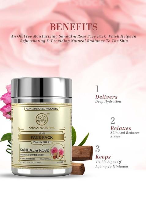 Khadi Natural Sandal Rose Face Pack For Smooth Skin 50 G