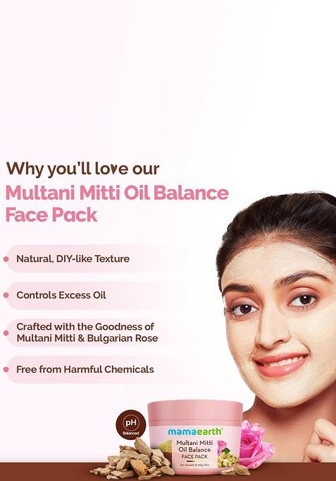 Mamaearth Multani Mitti Oil Balance Face Pack With Bulgarian Rose 200 G
