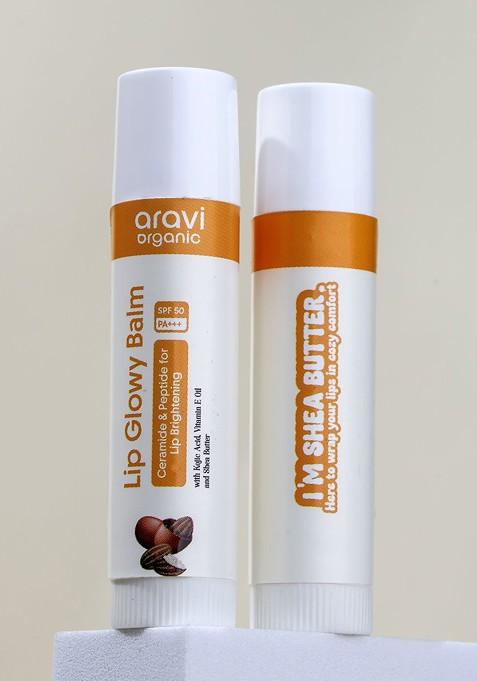 Aravi Organic Lip Balm With Spf 50 Pa Kojic Acid Peptide For Brightening 5Gm