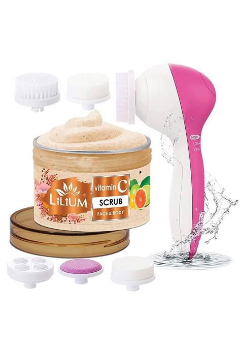 Lilium Vitamin C Face Body Scrub With Multifunction 5In1 Massager