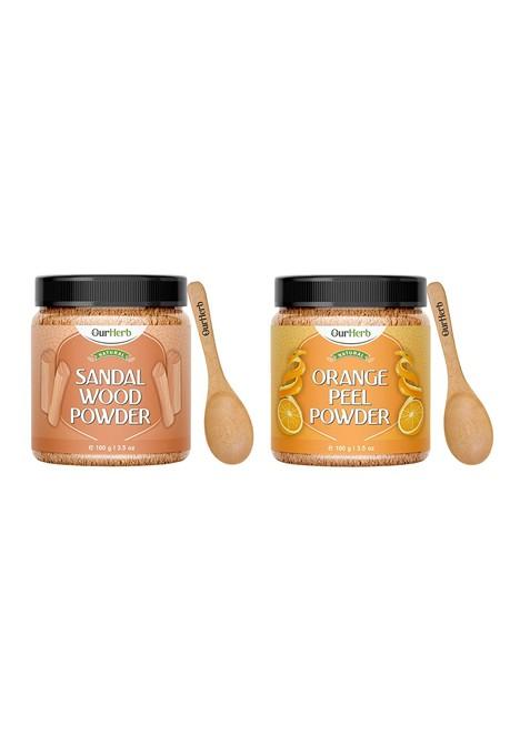 Ourherb Set Of 2 Sandalwood Orange Peel Powder Face Pack 100 G Each