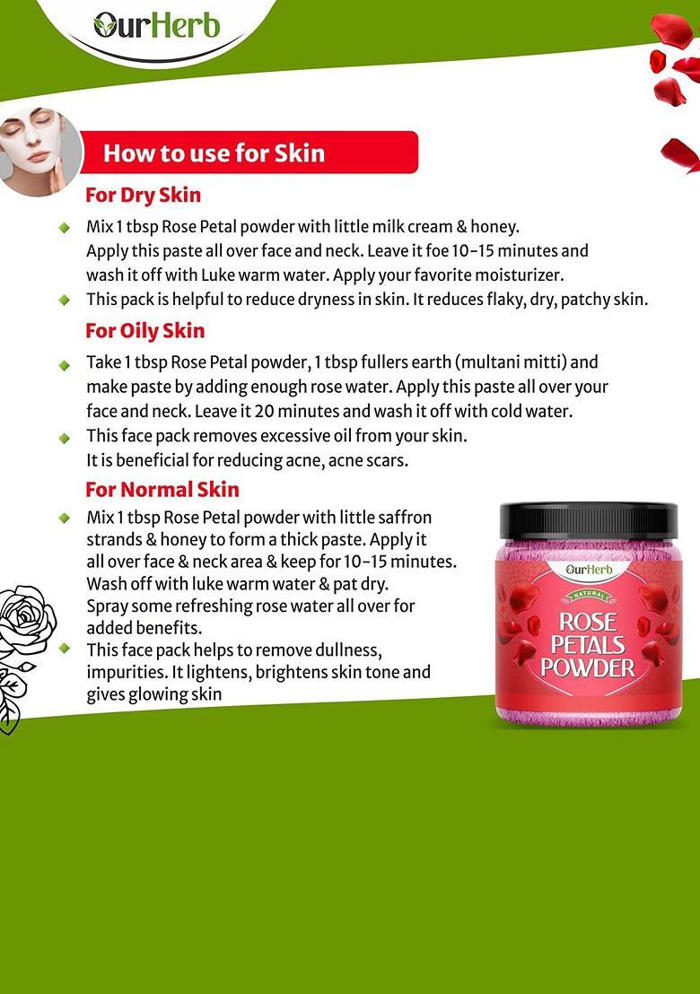 Ourherb Set Of 2 Pure Natural Rose Petals Sandalwood Powder Face Pack 100 G Each