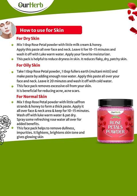 Ourherb Set Of 2 Pure Natural Rose Petals Sandalwood Powder Face Pack 100 G Each