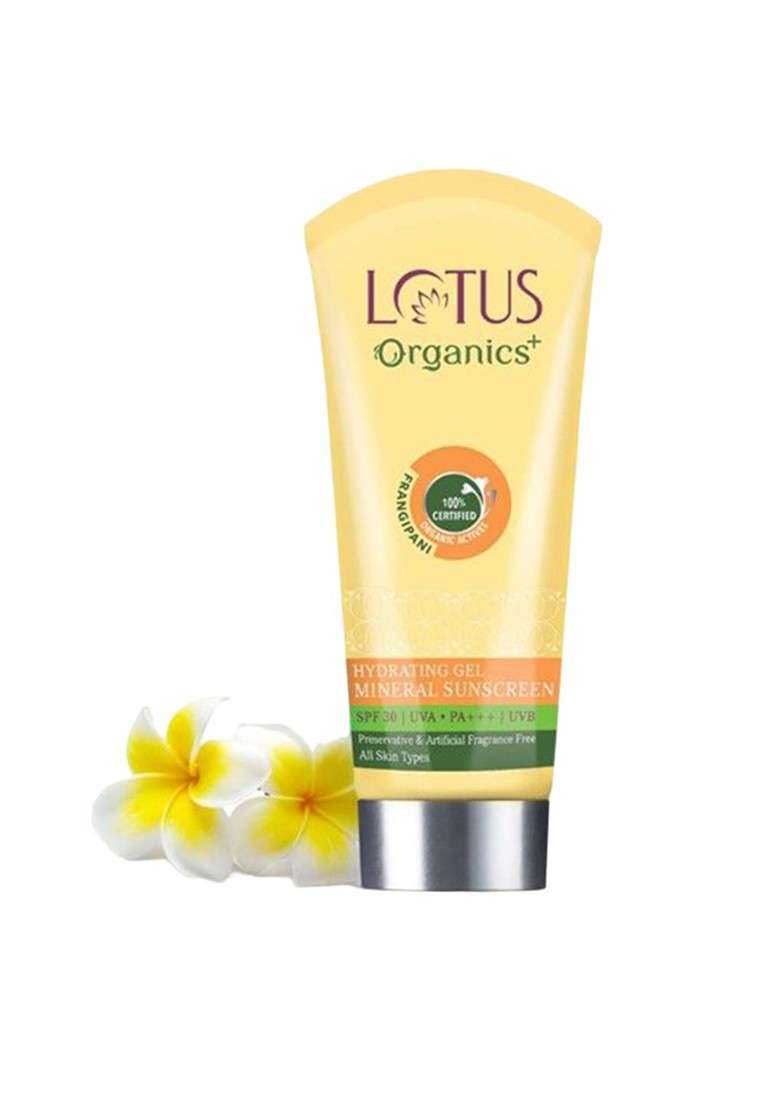 Lotus Organics Frangipani Hydrating Gel Psf 30 Mineral Sunscreen 100G - Indya