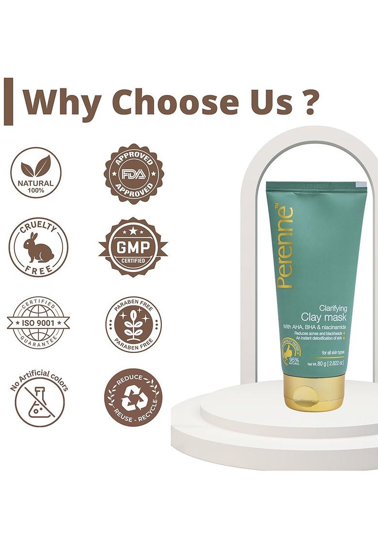 Perenne Clarifying Clay Mask With Aha Niacinamide 80 G