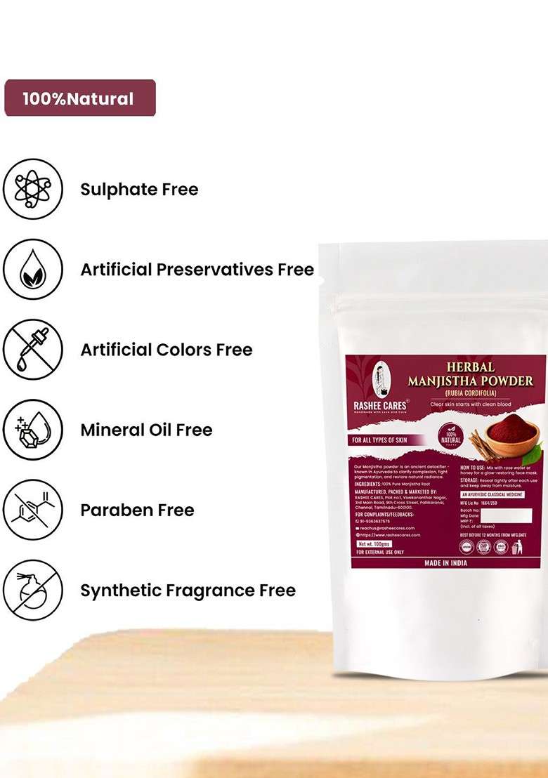 Rashee Cares Herbal Manjistha Powder For Soothing Skin 100 G - Indya