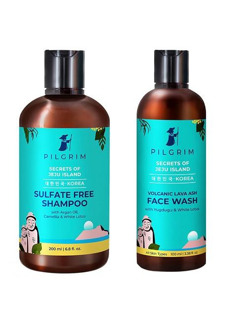 Pilgrim Set Of Secrets Jeju Island Sulfate Free Shampoo Volcanic Lava Ash Face Wash