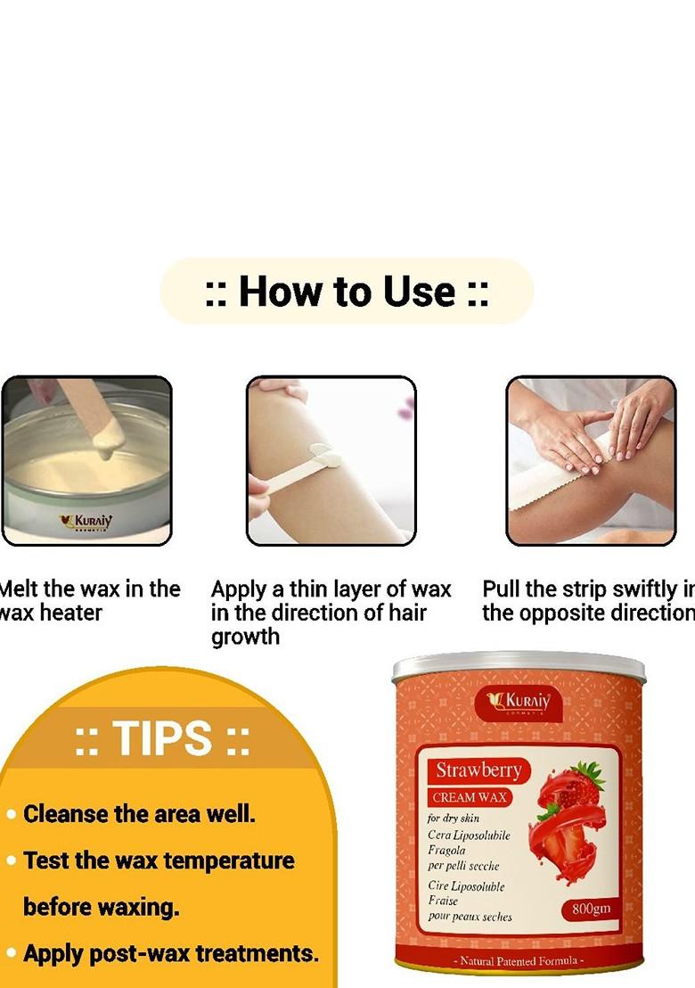 Kuraiy Strawberry Cream Wax For Dry Skin Smooth Hair Removal 800G