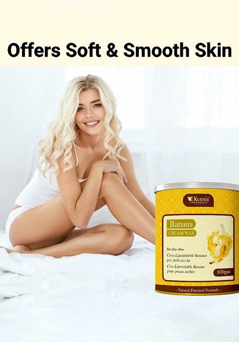 Kuraiy Banana Cream Wax For Dry Skin Smooth Hair Removal 800G