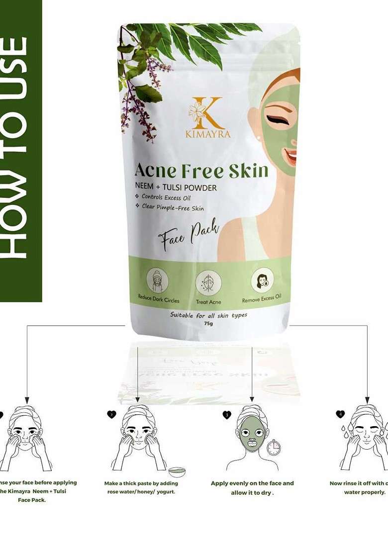 Kimayra World Neem Tulsi Face Pack Powder 75G - Indya