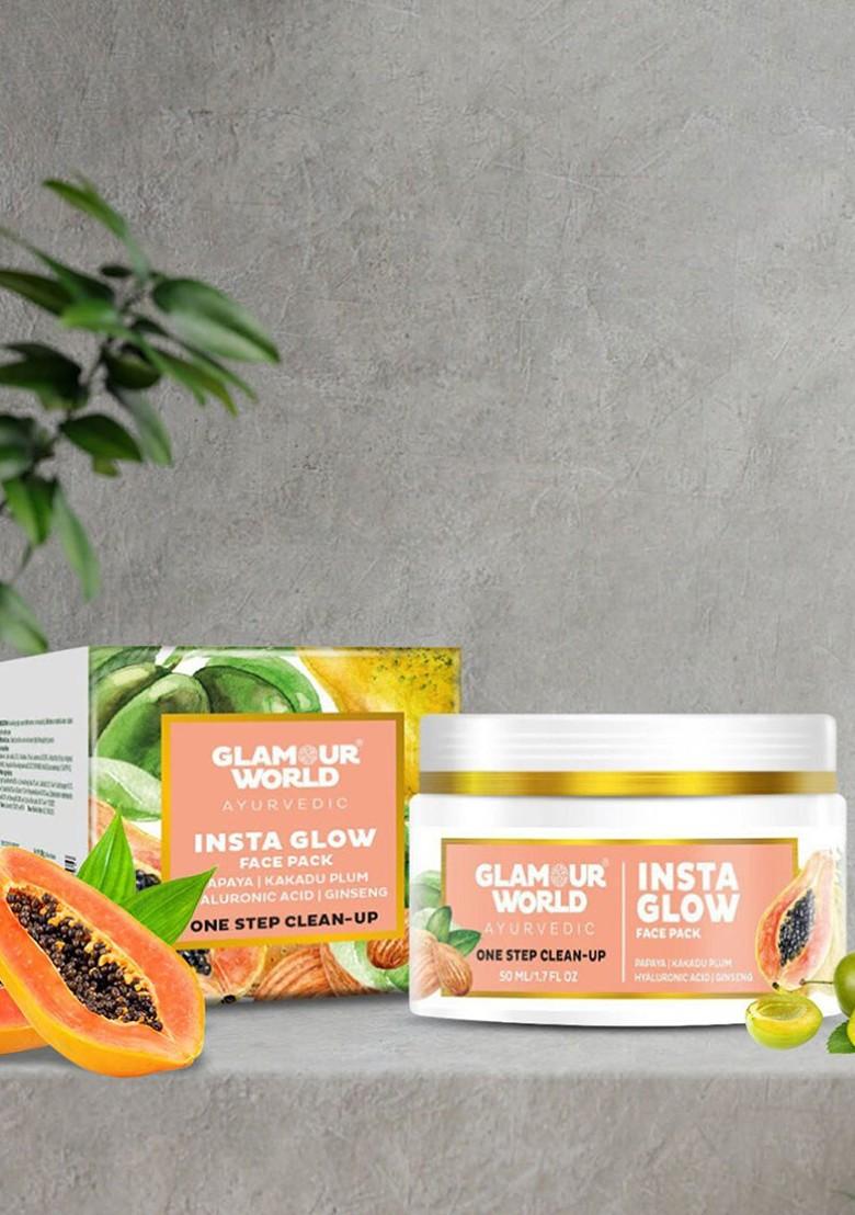 Glamour World Ayurvedic One Step Clean Up Insta Glow Face Pack With Papaya 50G