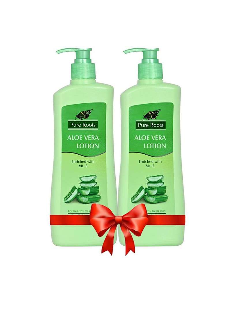 Pure Roots Set Of 2 Aloe Vera Lotion With Vitamin E 300Ml Each - Indya