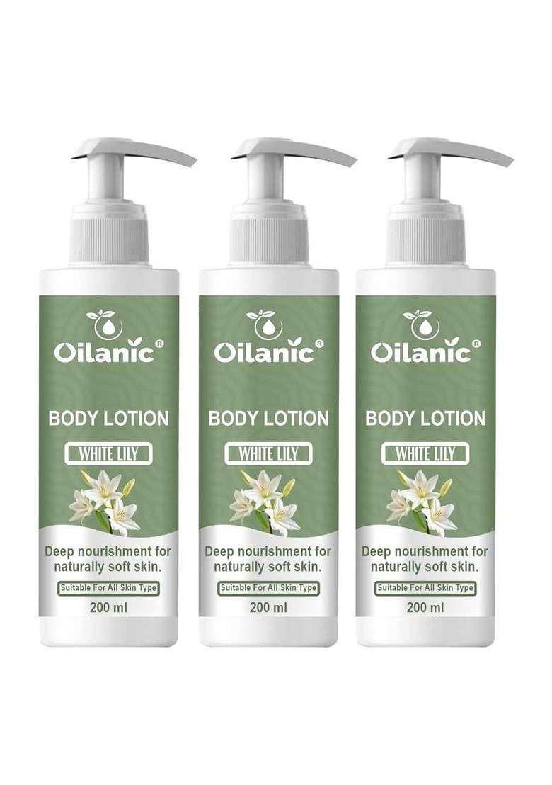 Oilanic Set Of 3 White Lily Body Lotion For Deep Nourishment 200 Ml Each - Indya