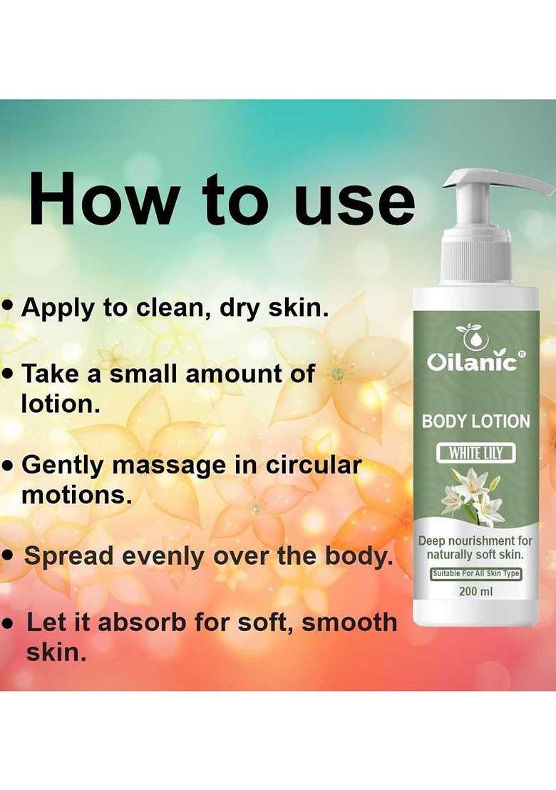 Oilanic Set Of 3 White Lily Body Lotion For Deep Nourishment 200 Ml Each - Indya