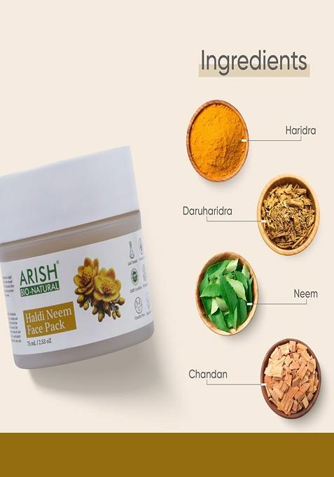 Arish Bio Natural Haldi Neem Face Pack With Chandan For Acne Or Blemishes 75 Ml