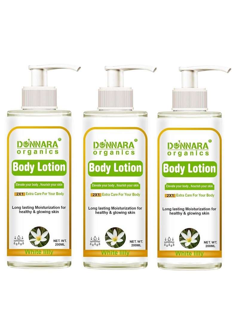 Donnara Organics Set Of 3 White Lily Body Lotion For Healthy Glowing Skin 200 Ml Each - Indya
