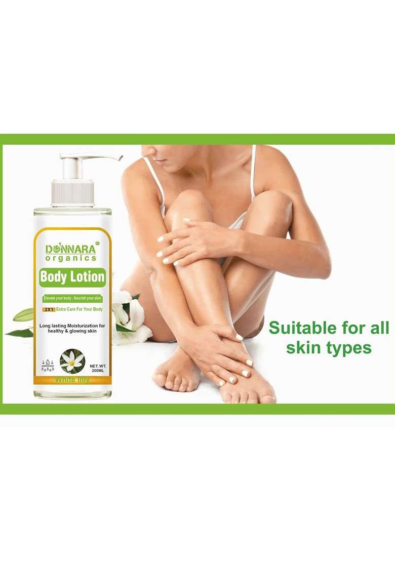 Donnara Organics Set Of 3 White Lily Body Lotion For Healthy Glowing Skin 200 Ml Each - Indya