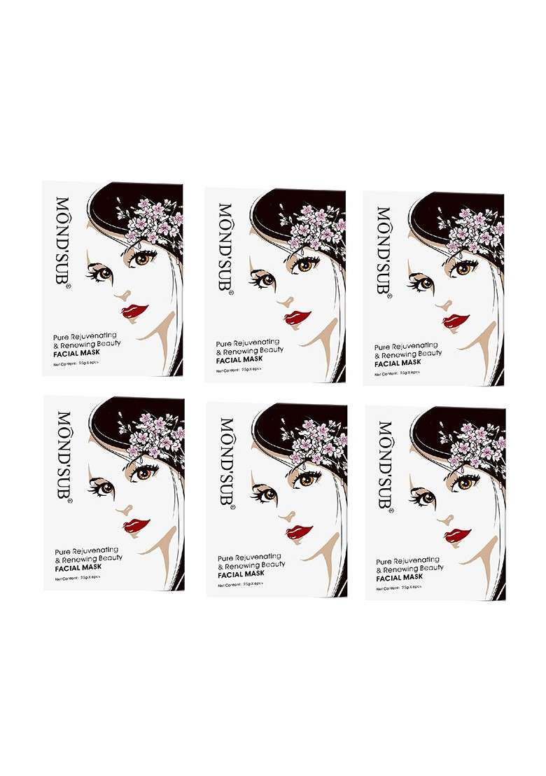 Mondsub Set Of 6 Pure Rejuvenating And Renewing Face Sheet Mask - Indya