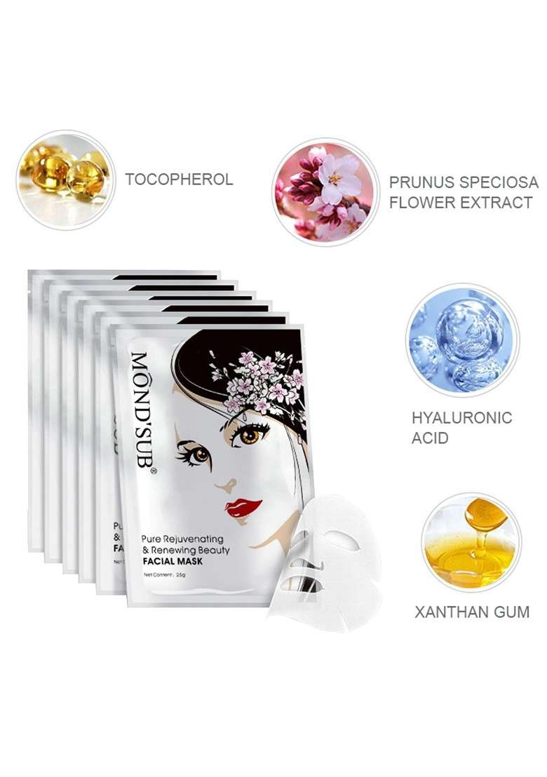 Mondsub Set Of 6 Pure Rejuvenating And Renewing Face Sheet Mask - Indya