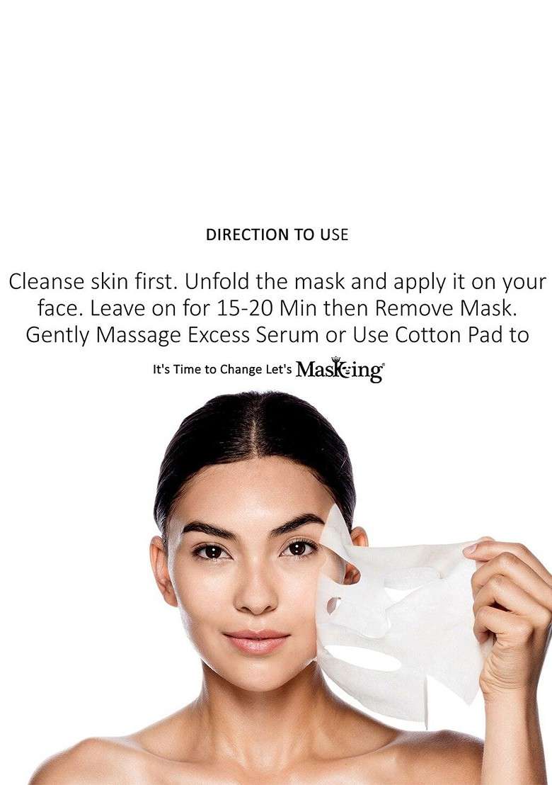Masking Set Of 4 Natural Facial Sheet Mask 20G Each With Litchi Nail Polish Remover Pads - Indya