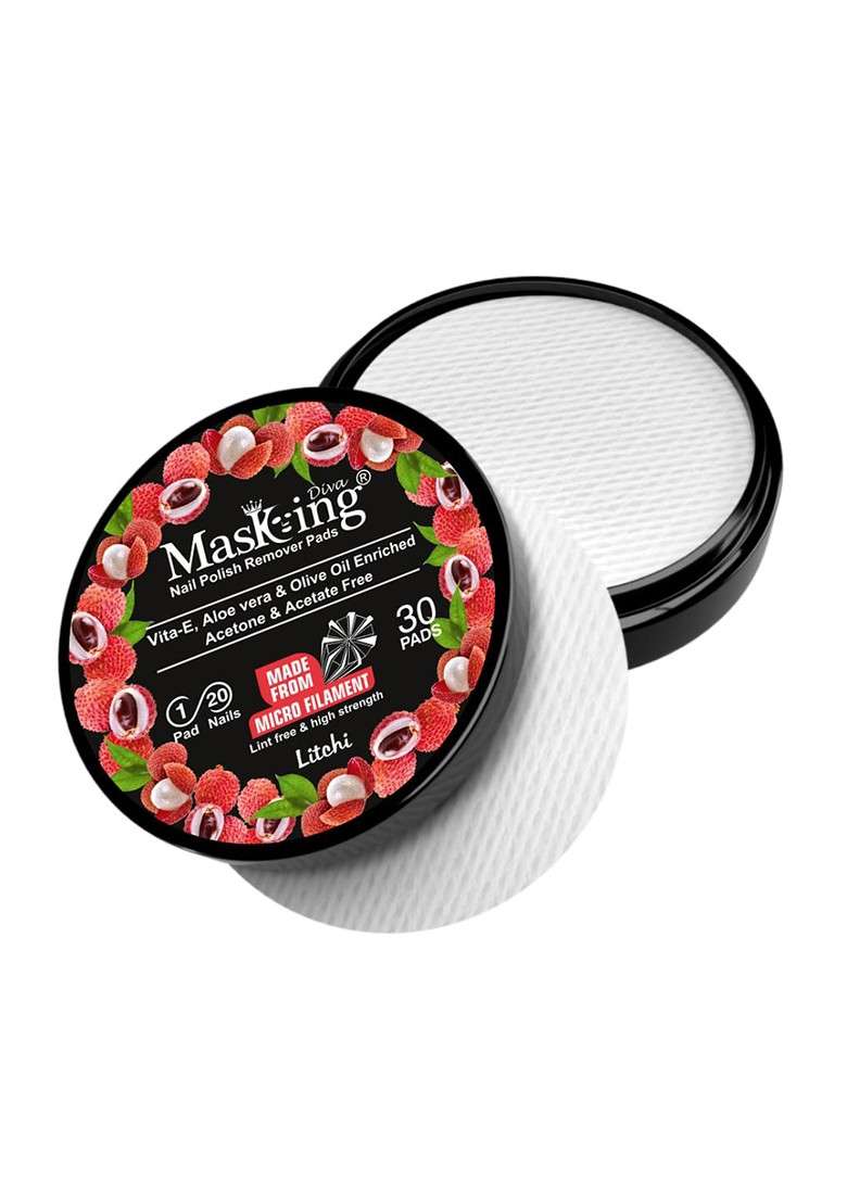 Masking Set Of 4 Natural Facial Sheet Mask 20G Each With Litchi Nail Polish Remover Pads - Indya