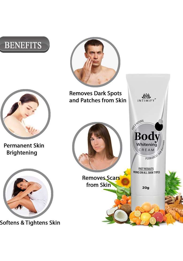 Intimify Safe Natural Permanent Skin Whitening Body Cream With Green Tea 20 G - Indya