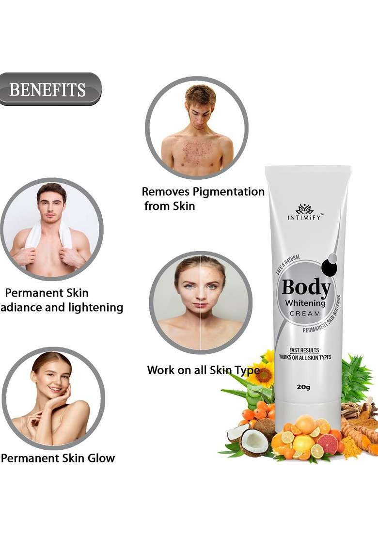Intimify Safe Natural Permanent Skin Whitening Body Cream With Green Tea 20 G - Indya