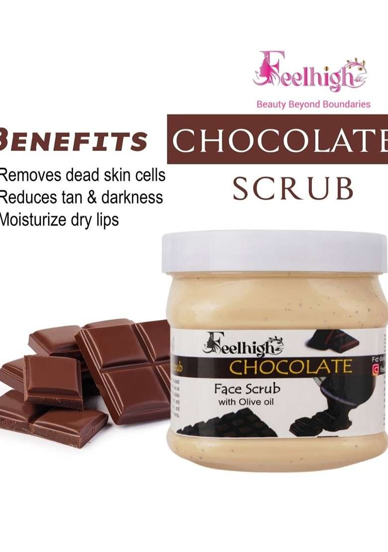 Feelhigh Chocolate Face Scrub With Olive Oil 500 Ml - Indya