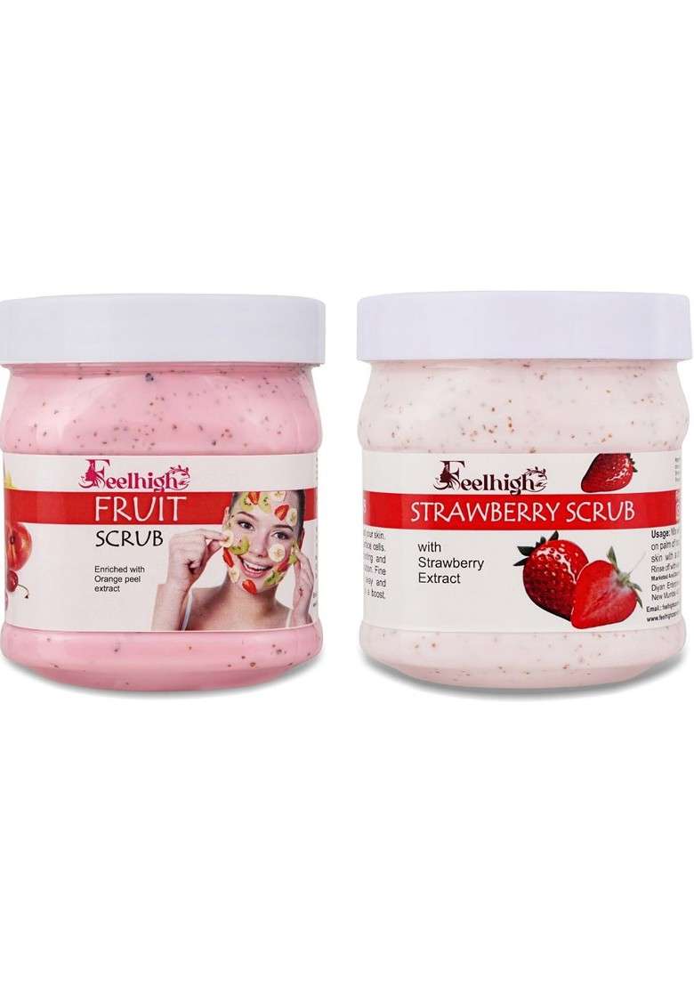 Feelhigh Set Of 2 Mixfruit Scrub Strawberry 500 Ml Each - Indya