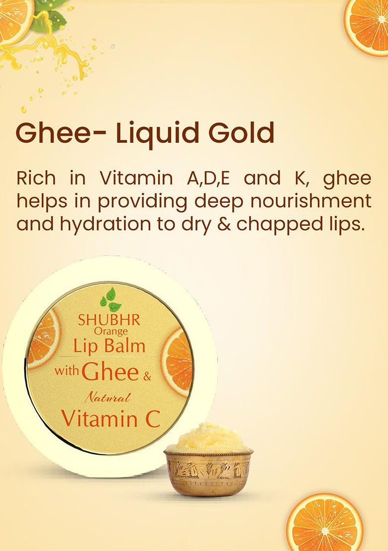 Blue Nectar Shubhr Orange Lip Balm With Ghee And Natural Vitamin C For Dry Chapped Lips