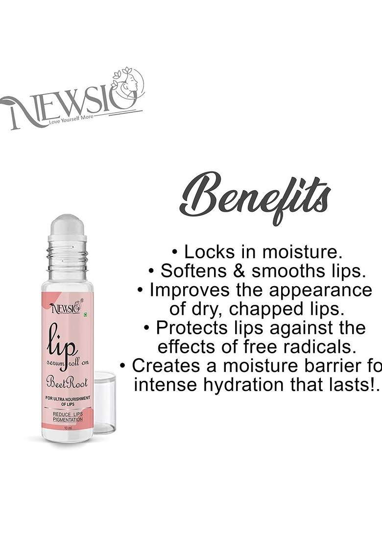 Newsio Set Of 3 Roll On Lip Serum For Ultra Nourishment 10 Ml Each Beetroot - Indya