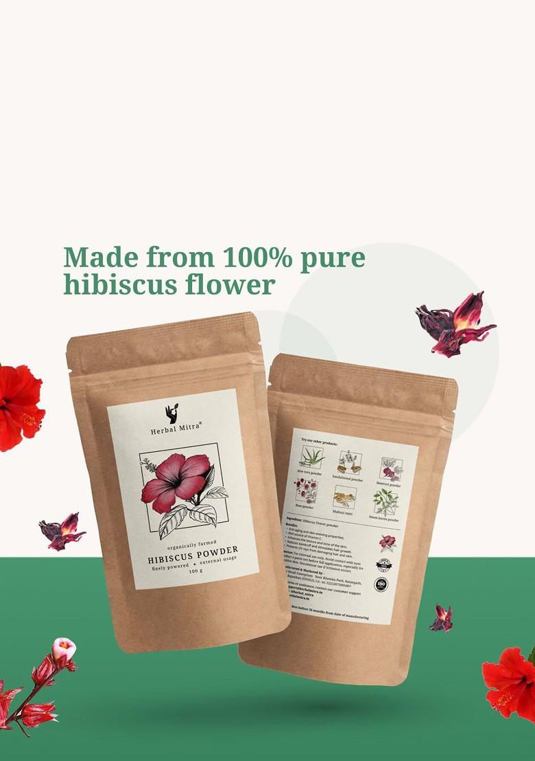 Herbal Mitra Hibiscus Flower Powder For Face Pack Hair Mask 100 G