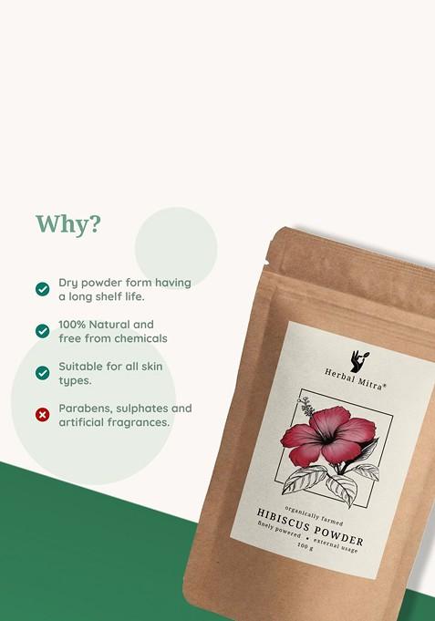 Herbal Mitra Hibiscus Flower Powder For Face Pack Hair Mask 100 G