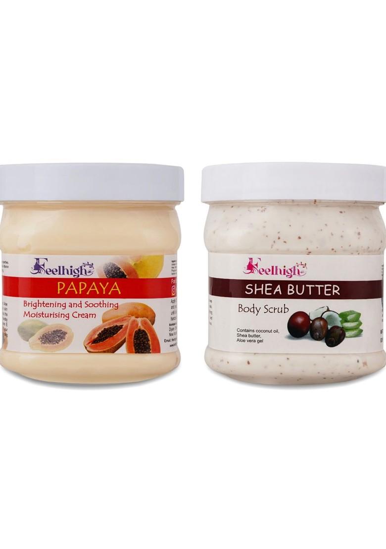 Feelhigh Set Of 2 Papaya Cream Shea Butter Body Scrub 500Ml Each