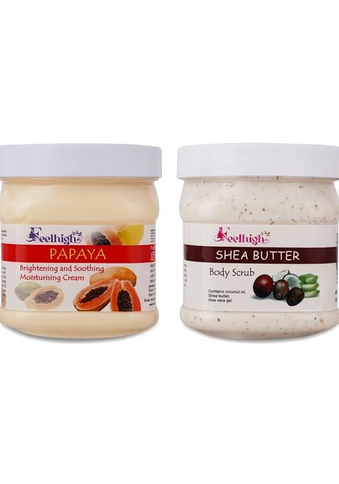 Feelhigh Set Of 2 Papaya Cream Shea Butter Body Scrub 500Ml Each
