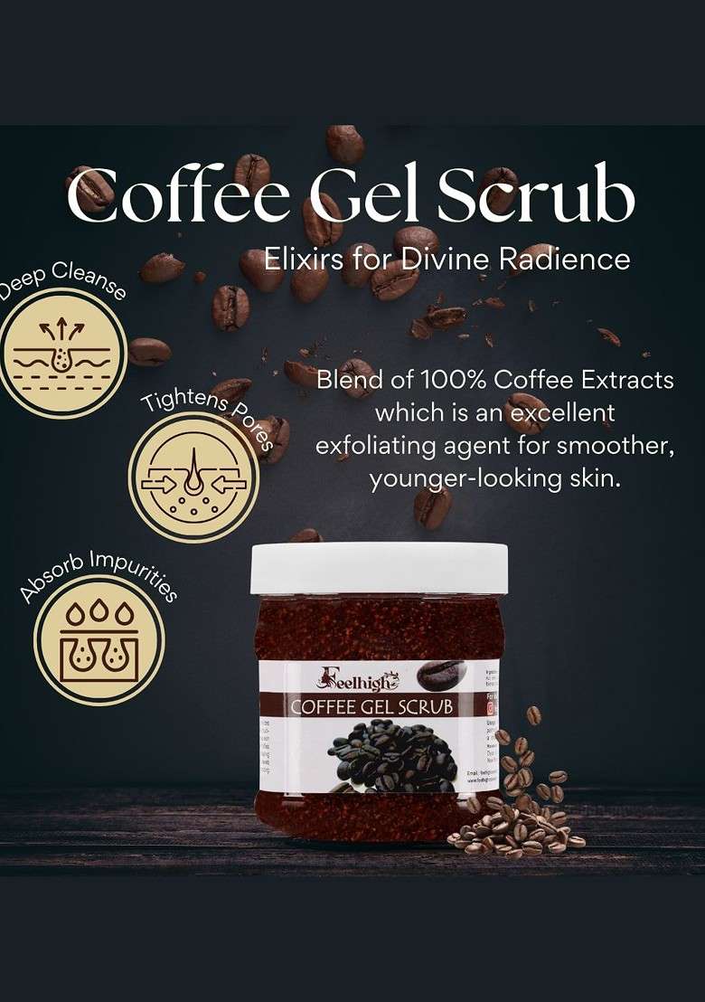 Feelhigh Set Of 2 Herbal Coffee Face Scrubs 500 Ml Each - Indya