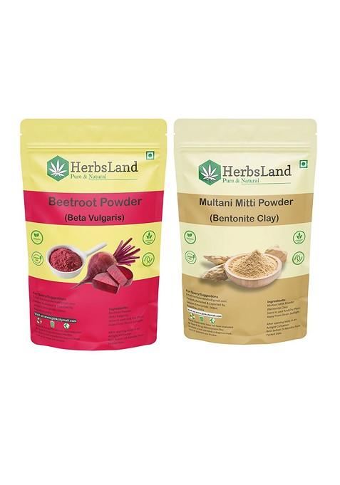 Herbsland Set Of 2 Beetroot Multani Mitti Face Pack 100 G Each