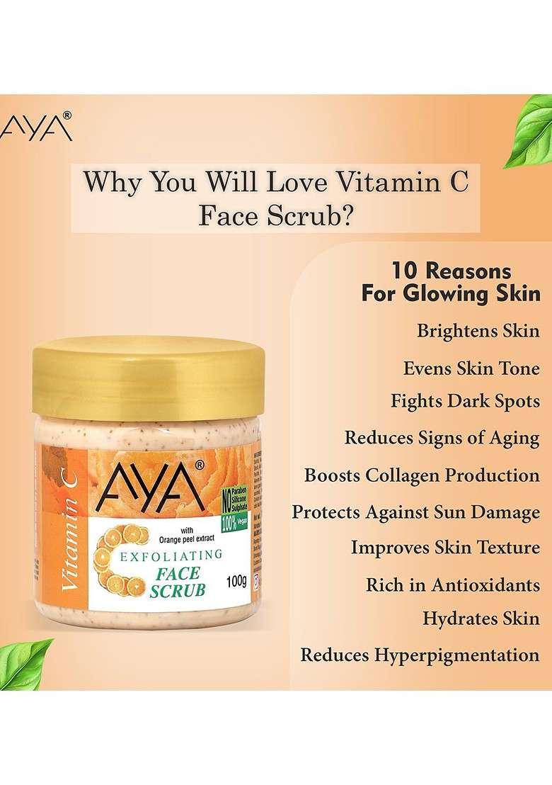 Aya Set Of De Tan Vitamin C Exfoliating Face Scrubs 100 Ml Each - Indya