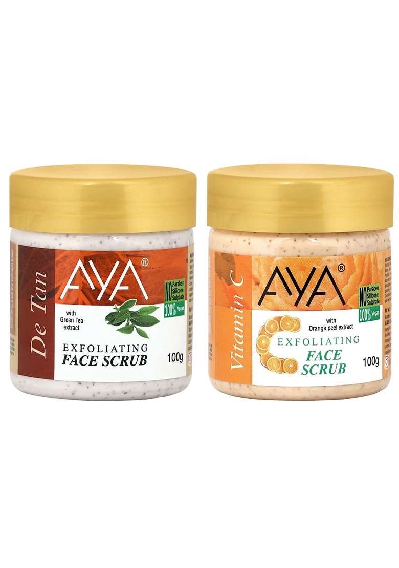 Aya Set Of De Tan Vitamin C Exfoliating Face Scrubs 100 Ml Each - Indya