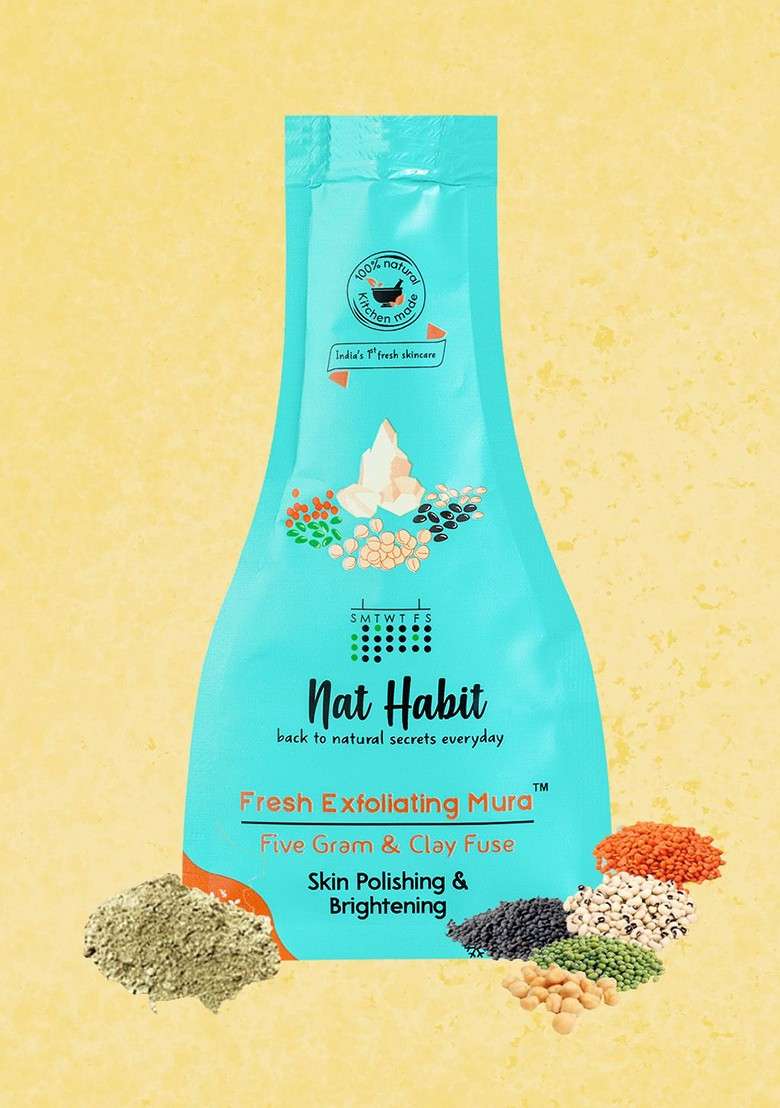 Nat Habit Set Of 3 Fresh Exfoliating Mura Five Gram Clay Fuse Face Scrub 25 G Each - Indya