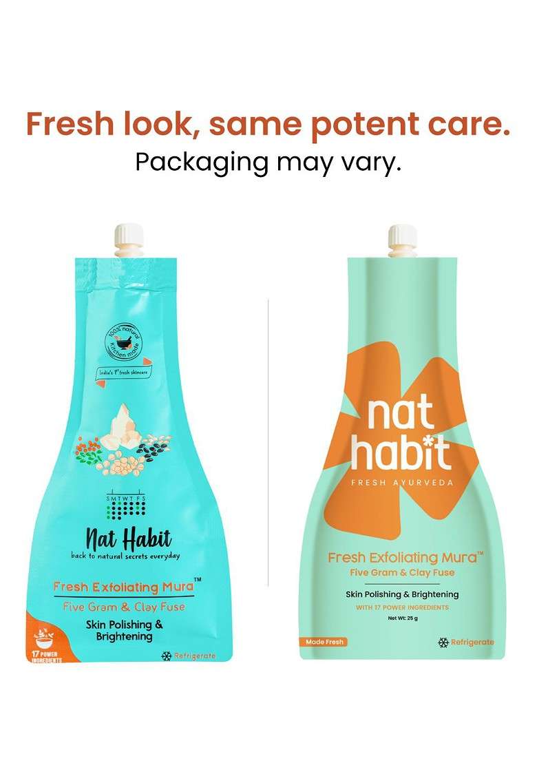 Nat Habit Set Of 3 Fresh Exfoliating Mura Five Gram Clay Fuse Face Scrub 25 G Each - Indya