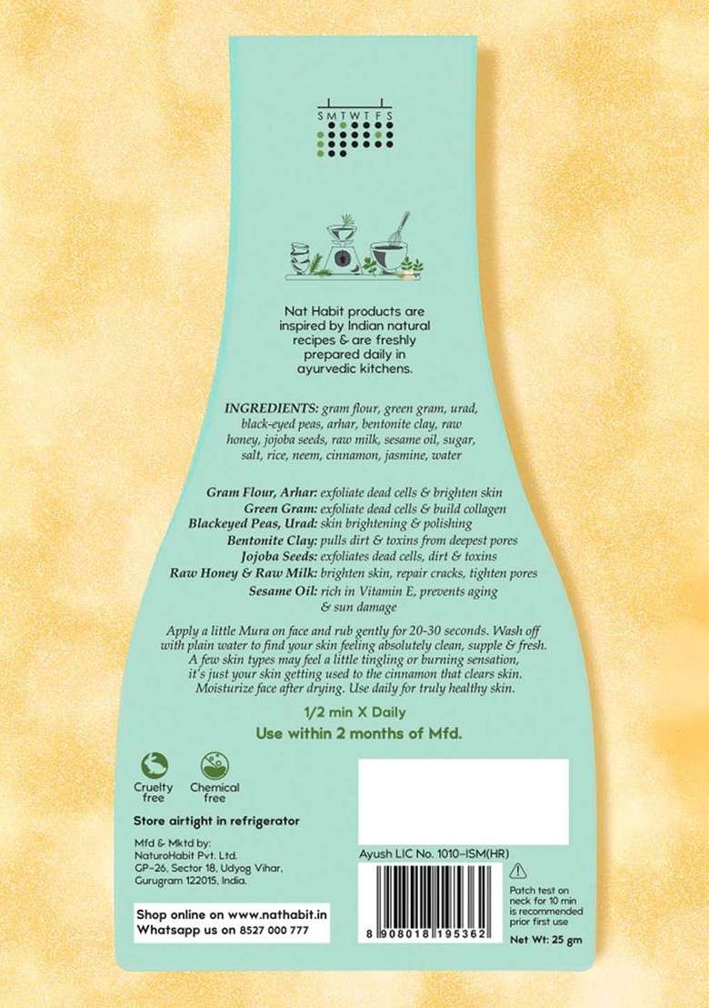 Nat Habit Set Of 3 Fresh Exfoliating Mura Five Gram Clay Fuse Face Scrub 25 G Each - Indya