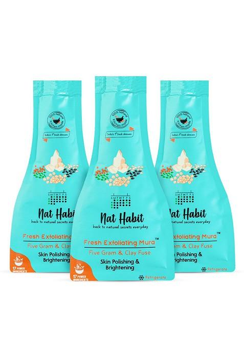 Nat Habit Set Of 3 Fresh Exfoliating Mura Five Gram Clay Fuse Face Scrub 25 G Each