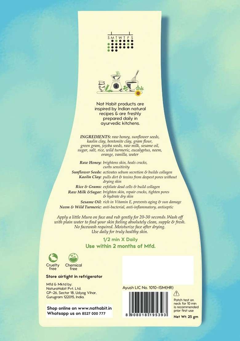 Nat Habit Set Of 3 Fresh Exfoliating Mura Honey Sunflower Gentle Rub Face Scrub 25G Each - Indya
