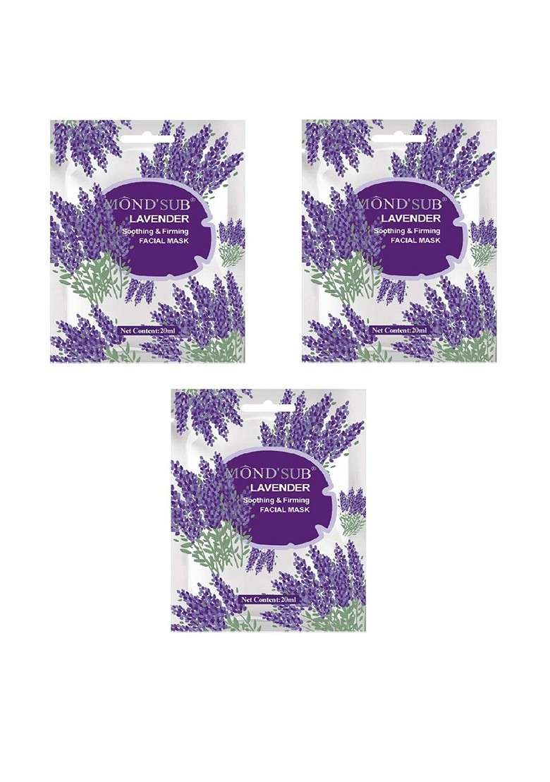 Mondsub Set Of 3 Lavender Soothing Firming Face Sheet Mask - Indya