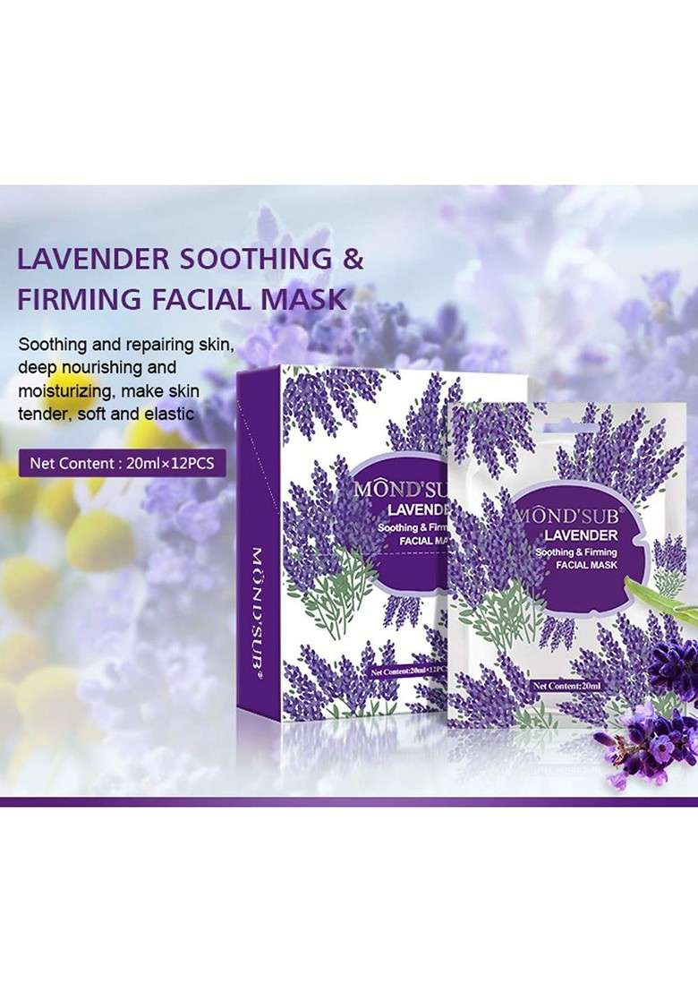 Mondsub Set Of 3 Lavender Soothing Firming Face Sheet Mask - Indya