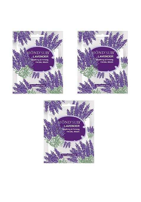 Mondsub Set Of 3 Lavender Soothing Firming Face Sheet Mask